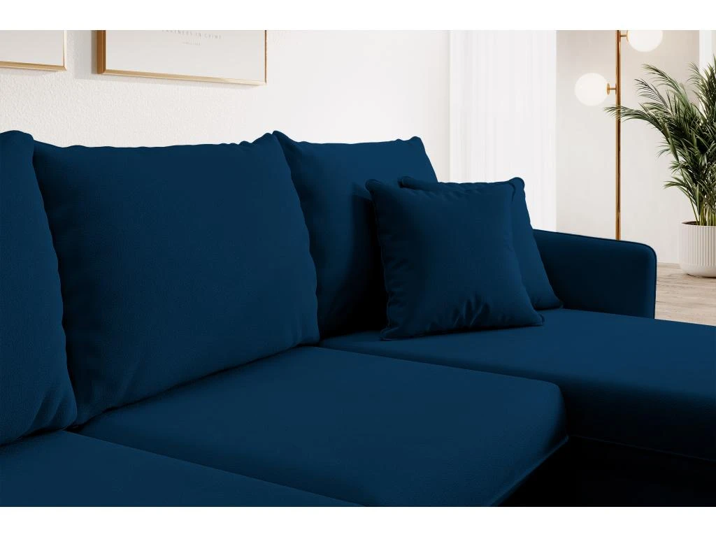 Canapé D'angle - 223 Cm - Avec Fonction Couchage - Velours Hydrophobe - Bleu Marin - Pieds Noirs - VOLIO 5 Canapé D'angle - 223 Cm - Avec Fonction Couchage - Velours Hydrophobe - Bleu Marin - Pieds Noirs - VOLIO – Image 3