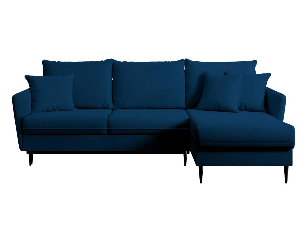 Canapé D'angle - 223 Cm - Avec Fonction Couchage - Velours Hydrophobe - Bleu Marin - Pieds Noirs - VOLIO 6 Canapé D'angle - 223 Cm - Avec Fonction Couchage - Velours Hydrophobe - Bleu Marin - Pieds Noirs - VOLIO – Image 4