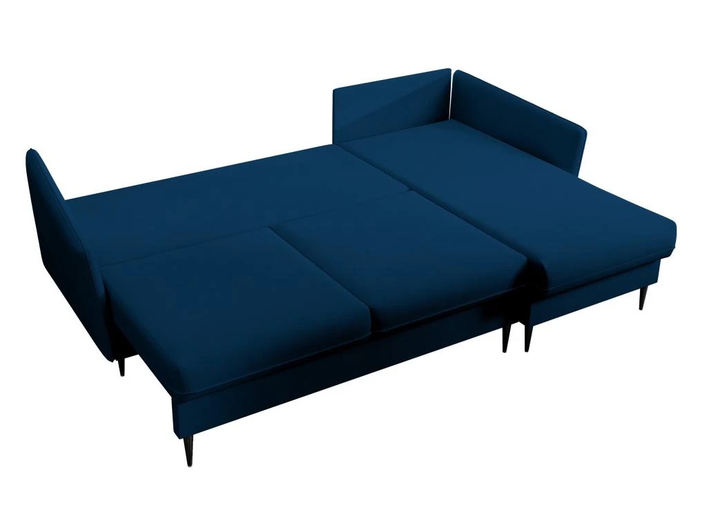 Canapé D'angle - 223 Cm - Avec Fonction Couchage - Velours Hydrophobe - Bleu Marin - Pieds Noirs - VOLIO 8 Canapé D'angle - 223 Cm - Avec Fonction Couchage - Velours Hydrophobe - Bleu Marin - Pieds Noirs - VOLIO – Image 6