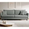 Canapé - 221 Cm - Trois Places Velours Hydrophobe - Gris - Pieds Noirs - VOLIO -Accueil-Canapé canape 22358445