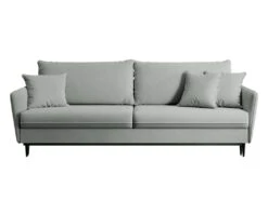 Canapé - 221 Cm - Trois Places Velours Hydrophobe - Gris - Pieds Noirs - VOLIO -Accueil-Canapé canape 22358455