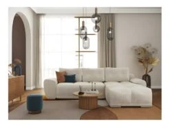 CASSANDRA - Canapé D'angle Convertible Avec Coffre En Tissu - Beige - Angle Droit -Accueil-Canapé canape 22372129