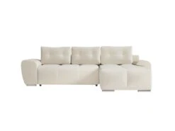 CASSANDRA - Canapé D'angle Convertible Avec Coffre En Tissu - Beige - Angle Droit -Accueil-Canapé canape 22372131