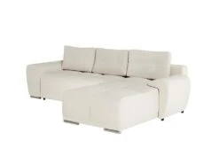 CASSANDRA - Canapé D'angle Convertible Avec Coffre En Tissu - Beige - Angle Droit -Accueil-Canapé canape 22372135