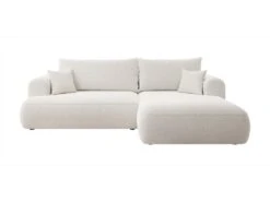Canapé D'angle - 260 Cm - Avec Fonction De Couchage En Forme De L - Crème - Avec Coffre En Boucle - Côté Droit - OVO -Accueil-Canapé canape 22413745