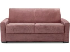 Canapé Convertible 3 Places En Velours Fines Côtes Veux Rose - Ouverture Express - Anzio