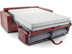 Canapé Convertible 3 Places En Velours Fines Côtes Veux Rose - Ouverture Express - Anzio -Accueil-Canapé canape 22445795