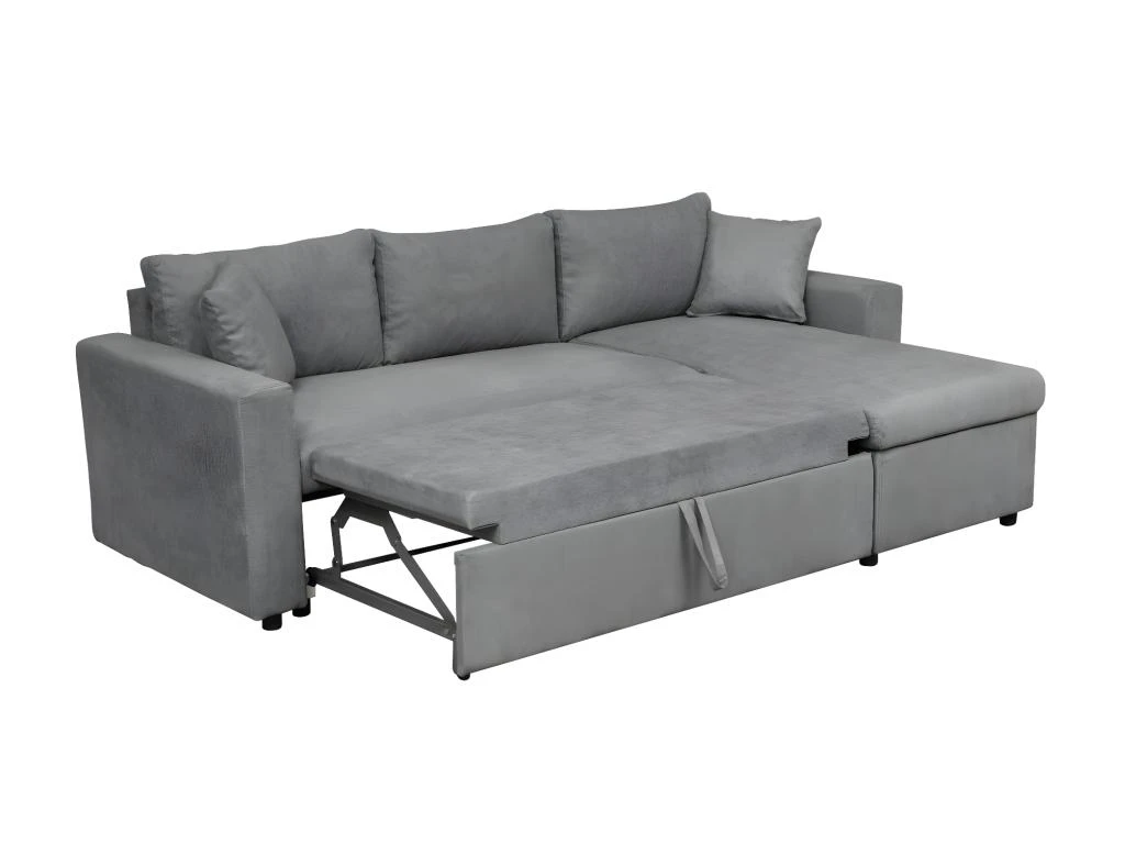 Canapé D'Angle MARIA Réversible Et Convertible Avec Coffre En Microfibre - Gris 7 Canapé D'Angle MARIA Réversible Et Convertible Avec Coffre En Microfibre - Gris – Image 5