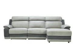 Canapé D'angle Droit Relax En Microfibre Gris Clair Et Bandes Anthracites TALCA -Accueil-Canapé canape 22492789