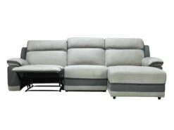 Canapé D'angle Droit Relax En Microfibre Gris Clair Et Bandes Anthracites TALCA -Accueil-Canapé canape 22492795