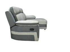 Canapé D'angle Droit Relax En Microfibre Gris Clair Et Bandes Anthracites TALCA -Accueil-Canapé canape 22492893