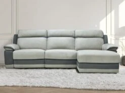 Canapé D'angle Droit Relax En Microfibre Gris Clair Et Bandes Anthracites TALCA -Accueil-Canapé canape 22492931