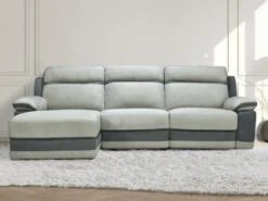 Canapé D'angle Gauche Relax En Microfibre Gris Clair Et Bandes Anthracites TALCA 17 Canapé D'angle Gauche Relax En Microfibre Gris Clair Et Bandes Anthracites TALCA -Accueil-Canapé canape 22492947