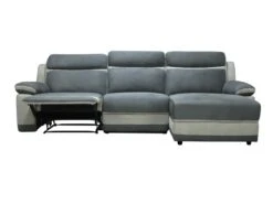 Canapé D'angle Droit Relax En Microfibre Anthracite Et Bandes Gris Clair TALCA -Accueil-Canapé canape 22493631