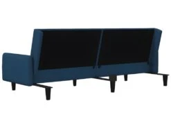 Canapé-lit à 2 Places Avec Repose-pied Bleu Velours -Accueil-Canapé canape 22585319