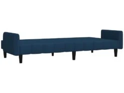 Canapé-lit à 2 Places Avec Repose-pied Bleu Velours -Accueil-Canapé canape 22585321