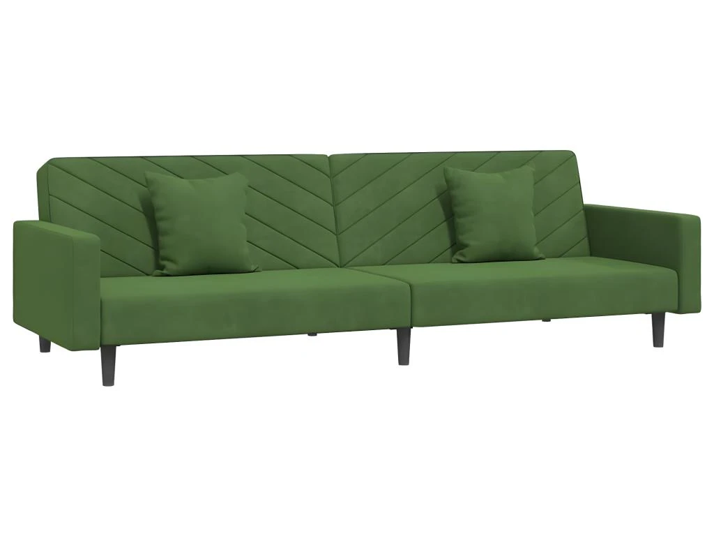 Canapé-lit 2 Places 2 Oreillers Repose-pied Vert Foncé Velours 6 Canapé-lit 2 Places 2 Oreillers Repose-pied Vert Foncé Velours – Image 4