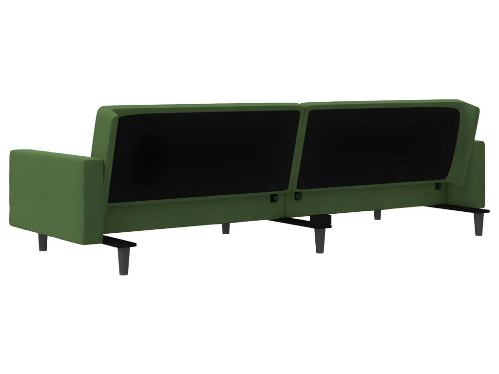 Canapé-lit 2 Places 2 Oreillers Repose-pied Vert Foncé Velours 8 Canapé-lit 2 Places 2 Oreillers Repose-pied Vert Foncé Velours – Image 6