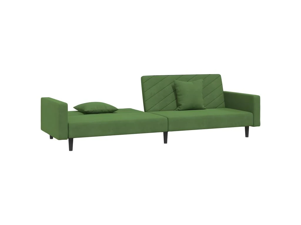 Canapé-lit 2 Places 2 Oreillers Repose-pied Vert Foncé Velours 11 Canapé-lit 2 Places 2 Oreillers Repose-pied Vert Foncé Velours – Image 9