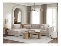 BELAMI - Canapé D'angle 4 Places En Velours Côtelé - Beige - Angle Gauche -Accueil-Canapé canape 22679001