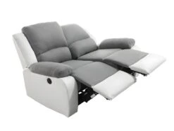 Canapé De Relaxation électrique 2 Places Microfibre Et Simili DETENTE - Blanc Et Gris -Accueil-Canapé canape 22701151
