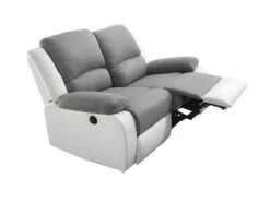 Canapé De Relaxation électrique 2 Places Microfibre Et Simili DETENTE - Blanc Et Gris -Accueil-Canapé canape 22701153