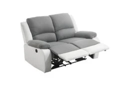 Canapé De Relaxation électrique 2 Places Microfibre Et Simili DETENTE - Blanc Et Gris -Accueil-Canapé canape 22701155