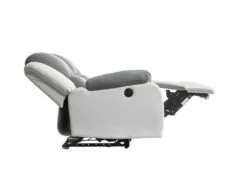 Canapé De Relaxation électrique 2 Places Microfibre Et Simili DETENTE - Blanc Et Gris -Accueil-Canapé canape 22701159