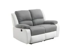 Canapé De Relaxation électrique 2 Places Microfibre Et Simili DETENTE - Blanc Et Gris -Accueil-Canapé canape 22701161