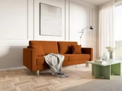 Canapé Convertible - 200 Cm - 3 Places - Velours Hydrophobe - Cuivre - VALICO -Accueil-Canapé canape 22704937