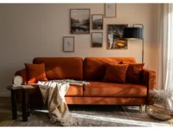 Canapé Convertible - 200 Cm - 3 Places - Velours Hydrophobe - Cuivre - VALICO -Accueil-Canapé canape 22704939