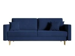 Canapé Convertible - 200 Cm - 3 Places - Velours Hydrophobe - Bleu Marin - VALICO