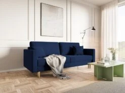 Canapé Convertible - 200 Cm - 3 Places - Velours Hydrophobe - Bleu Marin - VALICO -Accueil-Canapé canape 22704995