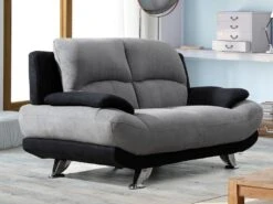 Canapé 2 Places En Microfibre MUSKO - Bicolore Gris Et Noir