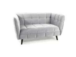 Canapé Design 2 Places En Velours 145 X 60 X 78 Cm - Gris Clair