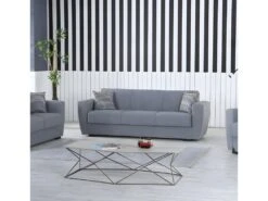 Canapé Escobar, Canapé Conteneur 3 Places Linéaire, Canapé De Salon En Tissu Rembourré Avec Ouverture Clic-clac, 223x84xh80 Cm, Gris -Accueil-Canapé canape 22766373