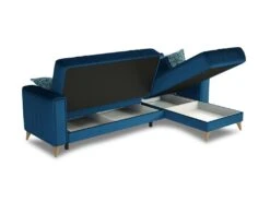 Canapé Miguel, Canapé D'angle Rangement Avec 3 Coussins Inclus, Canapé En Tissu Rembourré Avec Ouverture Clic-clac, Avec Péninsule Réversible, 225x151h84 Cm, Bleu -Accueil-Canapé canape 22766479