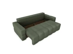 Canapé 4 Places Convertible Coffre Noyer Tissu Tramé Vert Olive -Accueil-Canapé canape 22781821