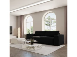 Canapé Convertible Express Dunlopillo Velours Noir 140cm