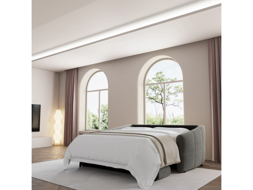 Canapé Convertible Express Dunlopillo Velours Gris Graphite 140cm 4 Canapé Convertible Express Dunlopillo Velours Gris Graphite 140cm – Image 2