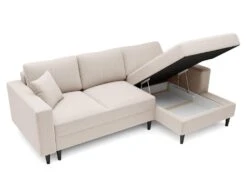 Canapé D'angle - 230 Cm - En L Avec Un Coffre De Rangement - Velours Hydrophobe - Crème - Côté Droit - NALIKA -Accueil-Canapé canape 22805689