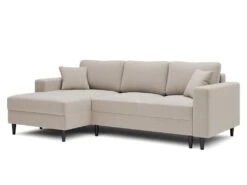 Canapé D'angle - 230 Cm - En L Avec Un Coffre De Rangement - Velours Hydrophobe - Beige - Côté Gauche - NALIKA -Accueil-Canapé canape 22805703