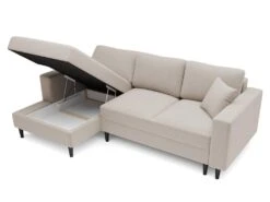 Canapé D'angle - 230 Cm - En L Avec Un Coffre De Rangement - Velours Hydrophobe - Beige - Côté Gauche - NALIKA -Accueil-Canapé canape 22805705