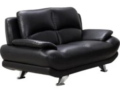 Canapé 2 Places En Simili MUSKO - Noir -Accueil-Canapé canape 228359