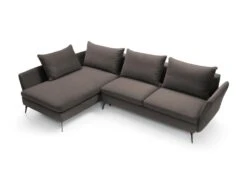 Canapé D'angle - 282 Cm - En L Avec Un Coffre De Rangement - Tissu Hydrophobe - Gris Foncé - Côté Gauche - DEMISBAL -Accueil-Canapé canape 22858779