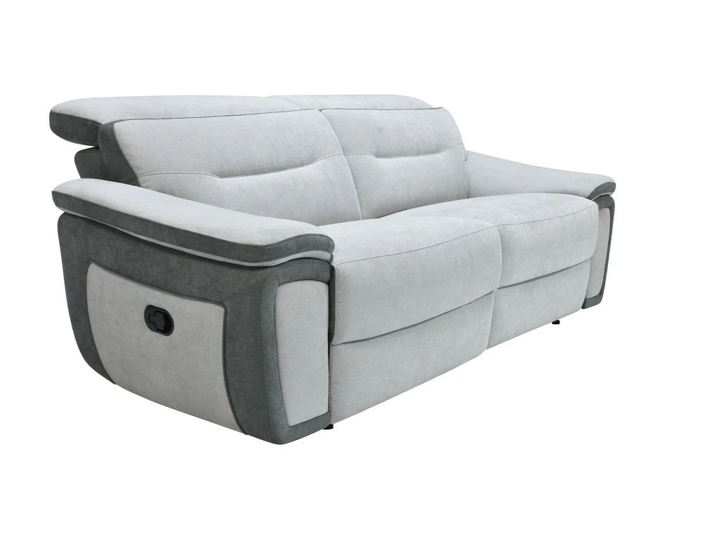 Canapé 3 Places Relax En Microfibre Bicolore Anthracite Et Gris Clair PARUA 4 Canapé 3 Places Relax En Microfibre Bicolore Anthracite Et Gris Clair PARUA – Image 2