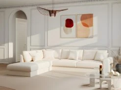 Canapé D'angle Gauche En Tissu Beige JULINA -Accueil-Canapé canape 22969063