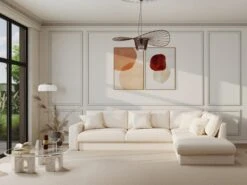 Canapé D'angle Droit En Tissu Beige JULINA