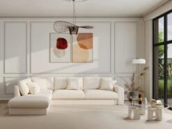 Canapé D'angle Gauche En Tissu Beige JULINA