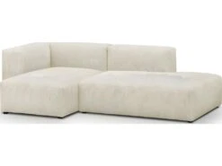 Canapé D'angle à Gauche Modulable Avec Méridienne 3/4 Places En Velours Côtelé Beige - Modulo -Accueil-Canapé canape 22971867